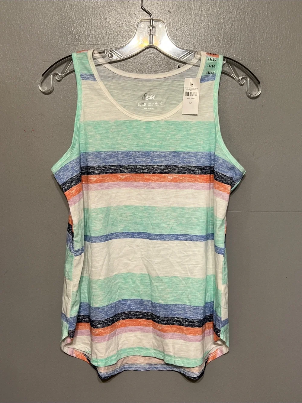 Justice Multi-Color Striped Tank Top Girls 18-20